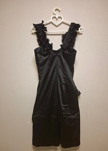 Siyah Fırfırlı Midi Abiye Elbise - Görsel 18