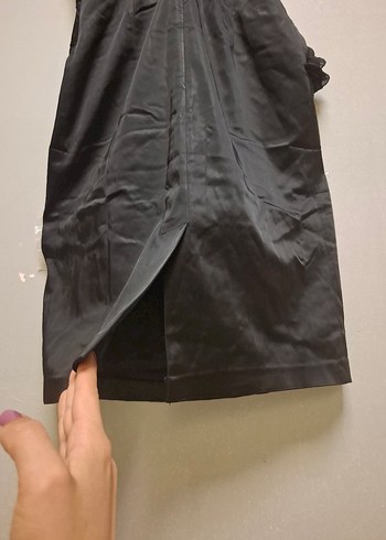 Siyah Fırfırlı Midi Abiye Elbise - Görsel 19