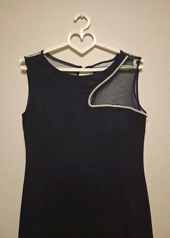 Koyu Lacivert Parlak Midi  Abiye Elbise - Görsel 10