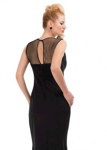 Koyu Lacivert Parlak Midi  Abiye Elbise - Görsel 2