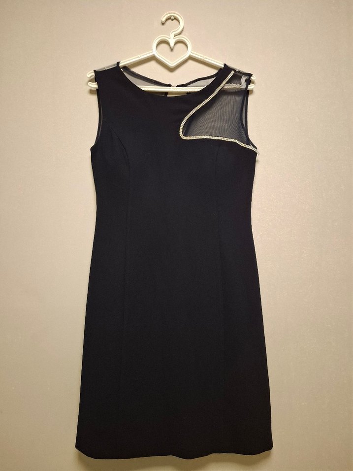 Koyu Lacivert Parlak Midi  Abiye Elbise - Görsel 3