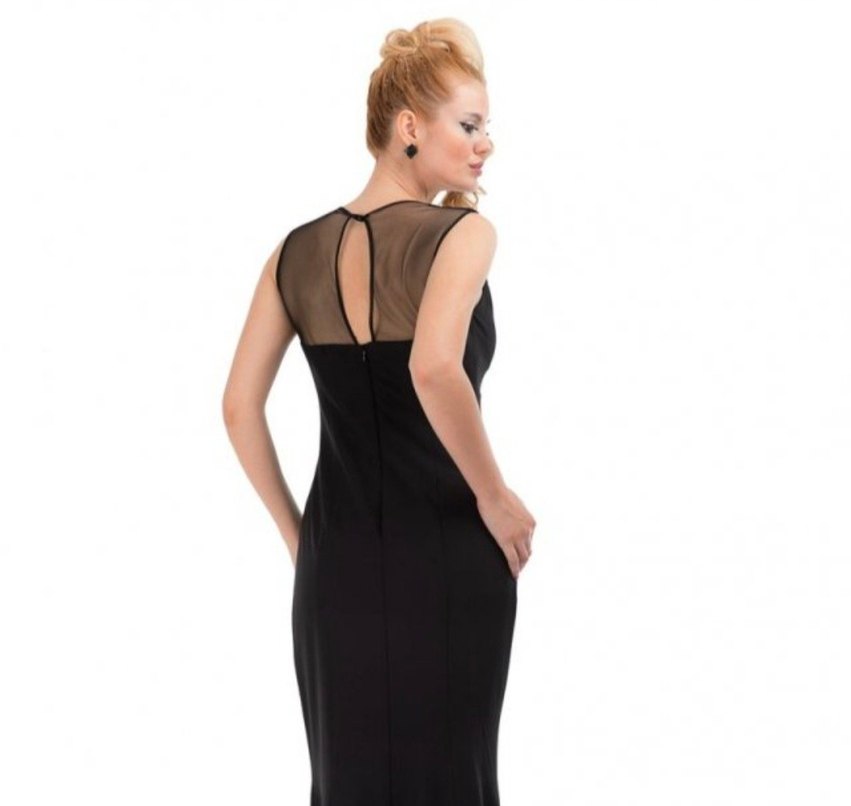 Koyu Lacivert Parlak Midi  Abiye Elbise - Görsel 2