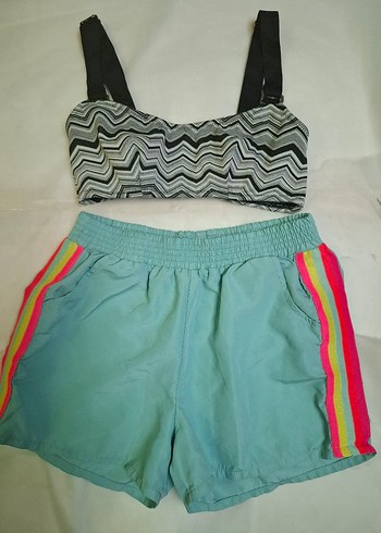 Renkli Bağcıklı Atlet ve Şort 2 li Takım - Görsel 5