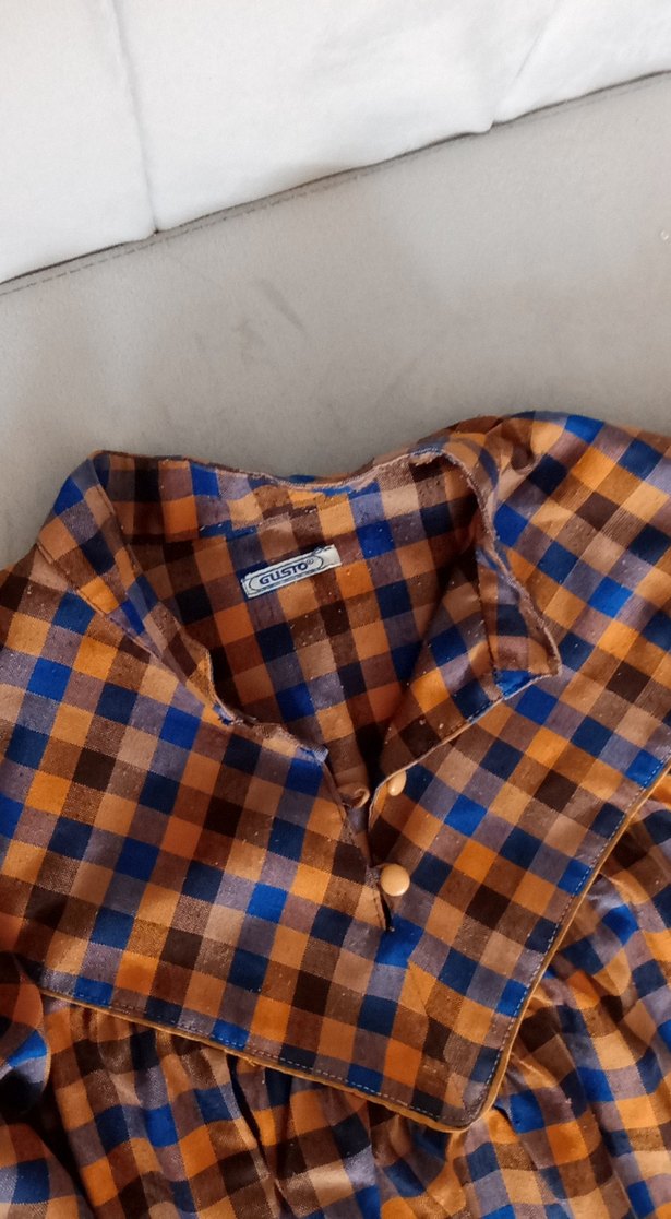 Uzun Ekose Desenli Kadın Elbise - Görsel 3