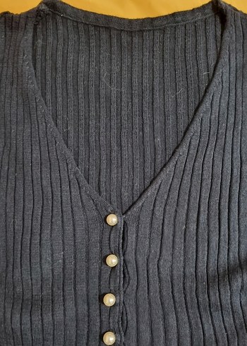 Düğmeli Lacivert Kadın Hırka - Görsel 4