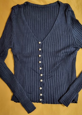 Düğmeli Lacivert Kadın Hırka - Görsel 3