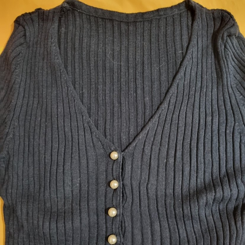 Düğmeli Lacivert Kadın Hırka - Görsel 4