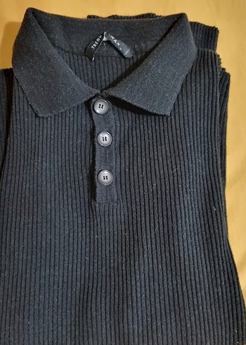 Düğmeli Siyah erkek Polo Yaka Kazak - Görsel 4