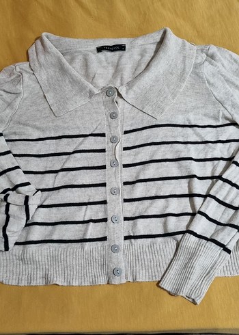 Gri Düğmeli Uzun Kollu Kadın Hırka - Görsel 5