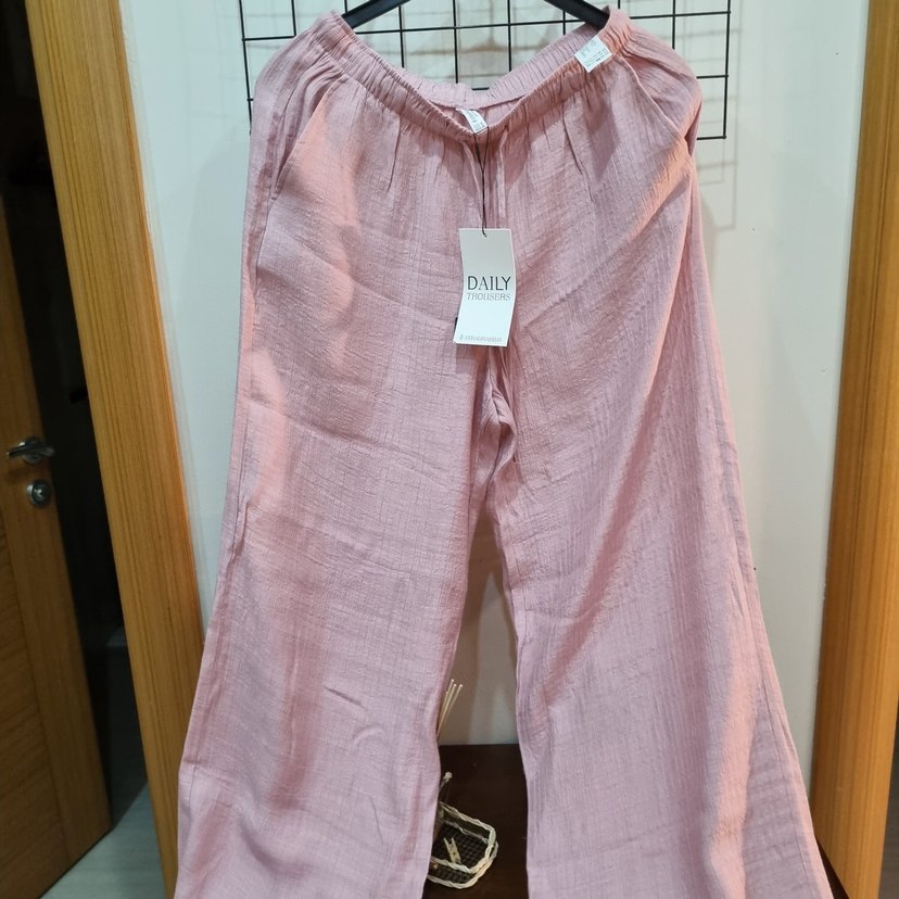 Pembe Bol Kesim Kadın Pantolon - Görsel 5