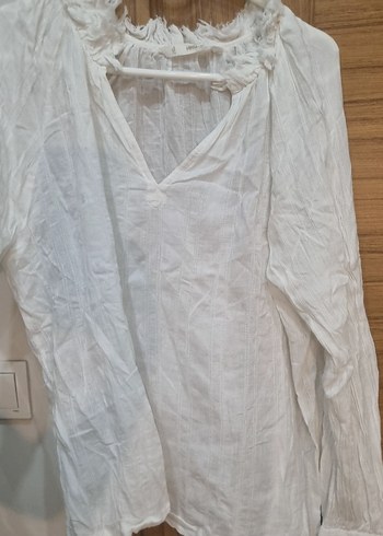 Beyaz V Yaka Bohem Keten Gömlek - Görsel 6