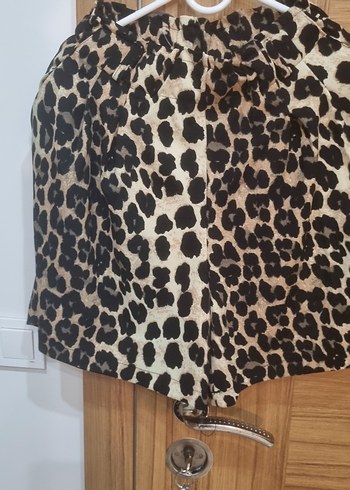 s Beden kahverengi Renk Leopar Desenli Şort