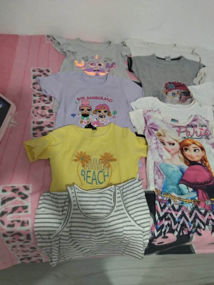 Kız Çocuk Baskılı Kısa Kollu Tişörtler - Görsel 4