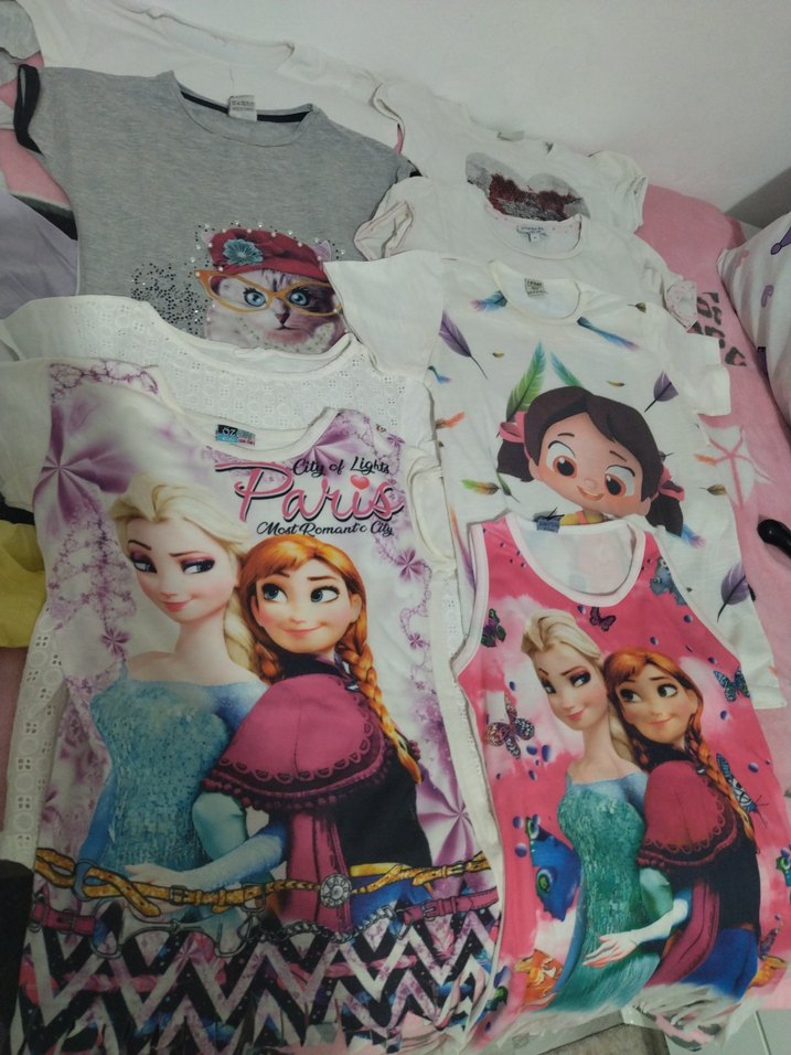 Kız Çocuk Baskılı Kısa Kollu Tişörtler - Görsel 5