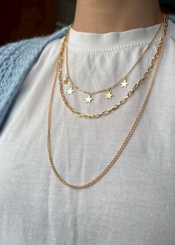 Zincir Detaylı Altın Renk Kadın Kolye - Görsel 3