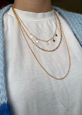 Zincir Detaylı Altın Renk Kadın Kolye - Görsel 2