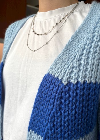 İnce Zincirli Gri Yıldız Detaylı Midi Kolye - Görsel 3