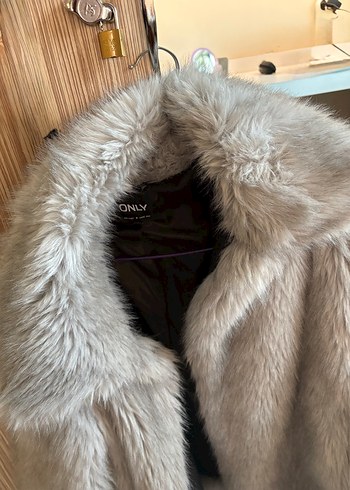 Gri Kadın Suni Kürk Midi Kaban - Görsel 3
