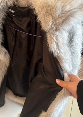 Gri Kadın Suni Kürk Midi Kaban - Görsel 5