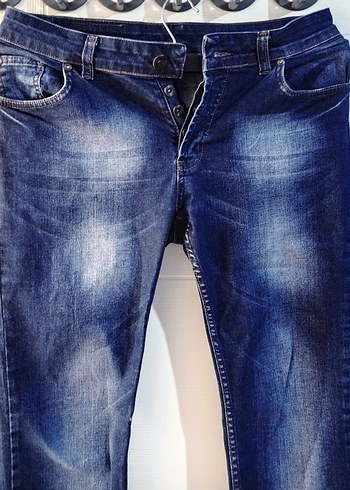 Vintage Eskitme Detaylı Denim Pantolon