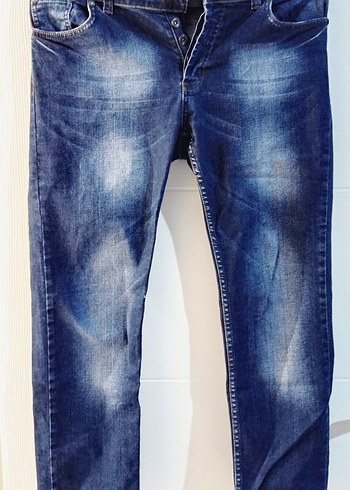 Vintage Eskitme Detaylı Denim Pantolon
