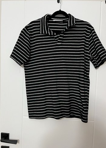 Siyah Çizgili Erkek Polo Tişört - Görsel 2