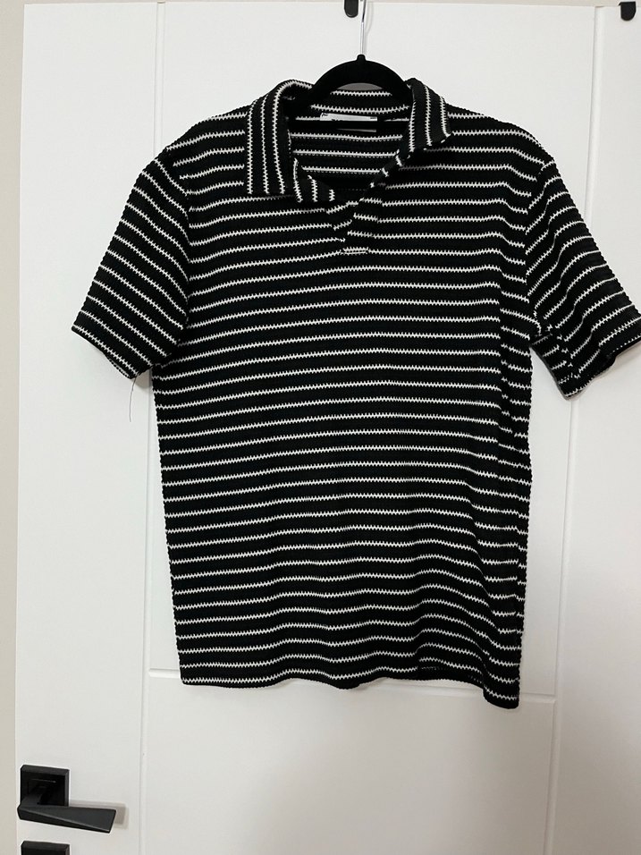 Siyah Çizgili Erkek Polo Tişört - Görsel 2