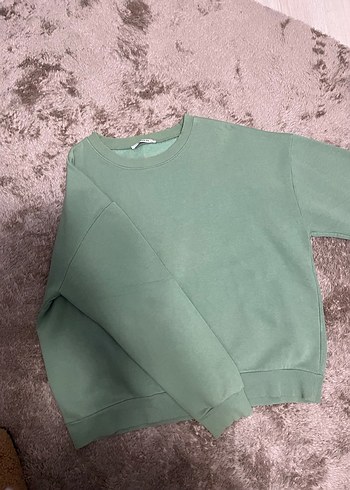 Yeşil Oversize Kadın Sweatshirt - Görsel 2