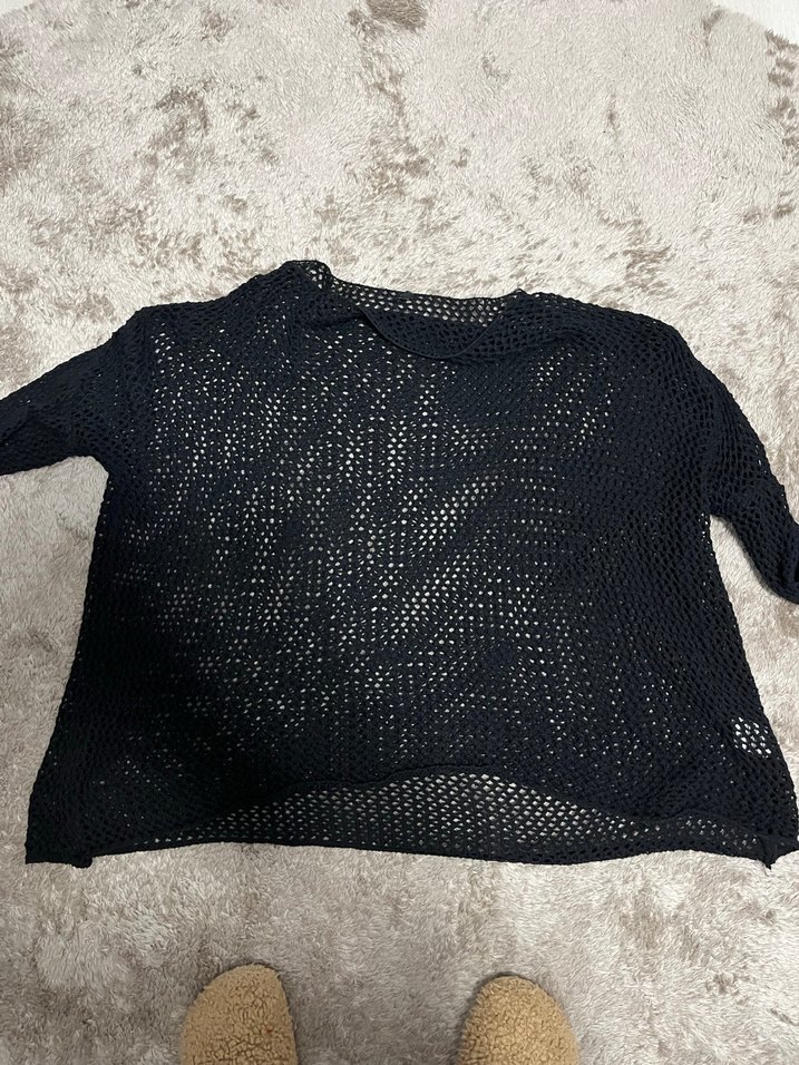 Kadın siyah file bluz - Görsel 2