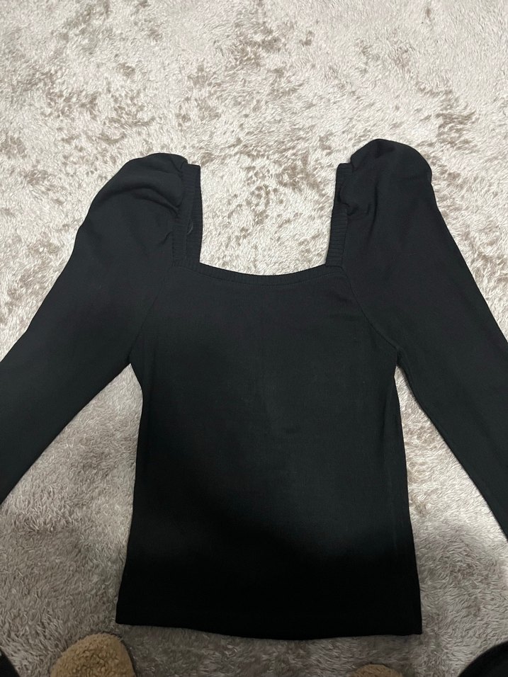 Siyah Uzun Kollu Fitted Bluz - Görsel 2