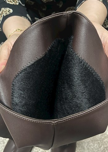 Xl geniş baldırlı acı kahve rengi kadın çizme - Görsel 4
