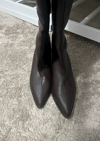 Xl geniş baldırlı acı kahve rengi kadın çizme - Görsel 2