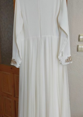 Beyaz Nakışlı Tesettür Abiye - Görsel 2