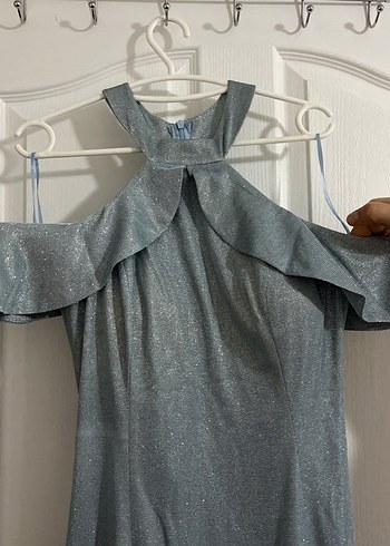 Gri Drapeli Uzun Klasik Zarif Kadın Abiye - Görsel 3