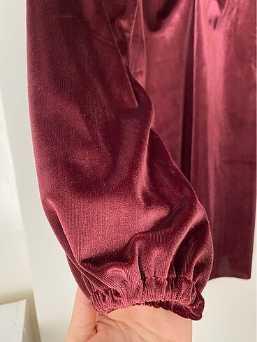 Kadife mini balon kol elbise - Görsel 3