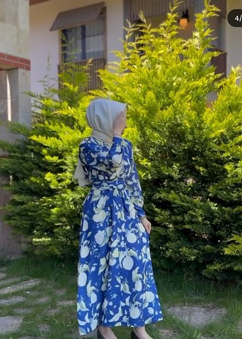 Mavi Bohem Salaş Uzun Elbise