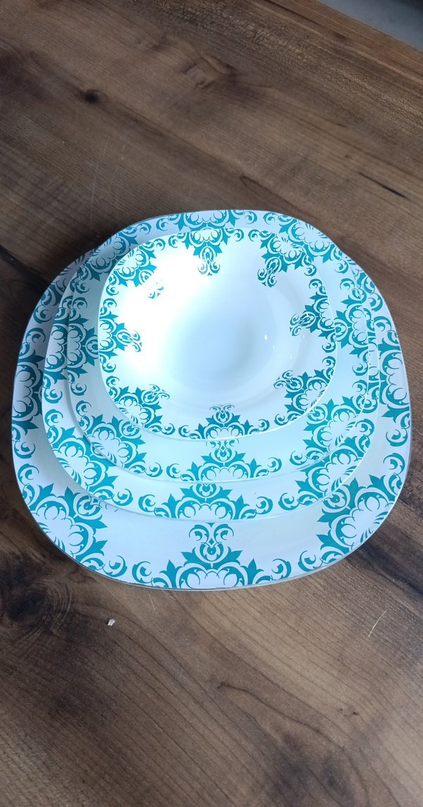 Turkuaz Desenli 4'lü Tabak Seti - Görsel 2