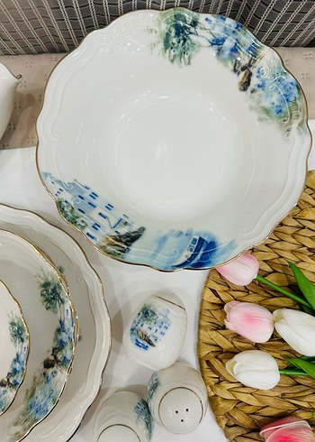 Mavi Desenli Porselen Yemek Takımı - Görsel 4