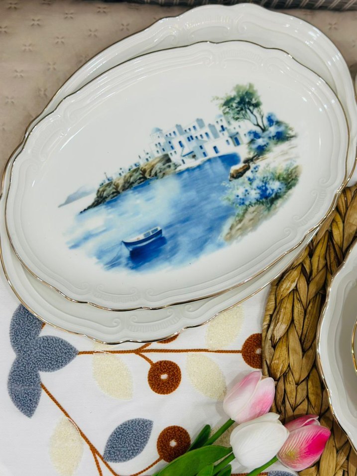 Mavi Desenli Porselen Yemek Takımı - Görsel 2