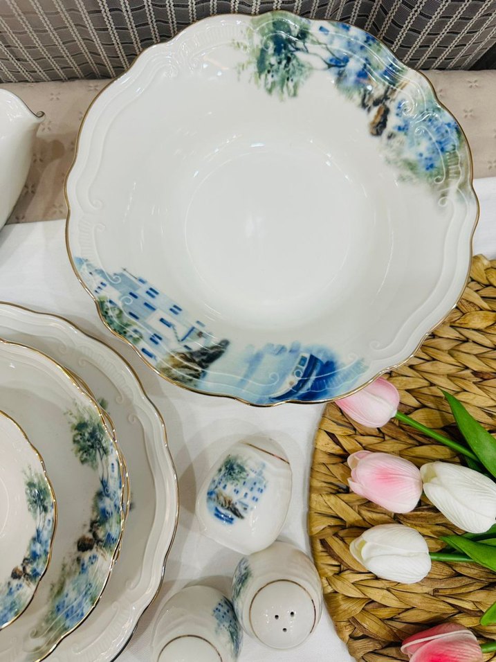 Mavi Desenli Porselen Yemek Takımı - Görsel 4