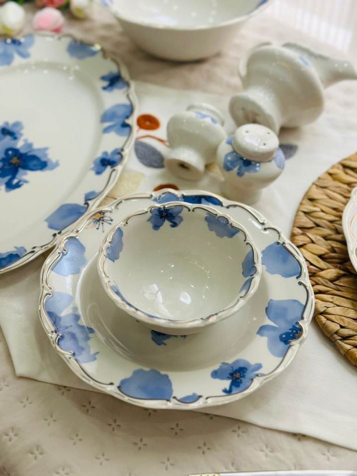 Mavi Çiçek Desenli Yemek Tabağı Seti - Görsel 3