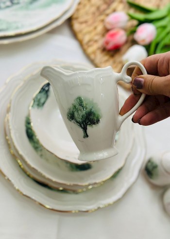 Yeşil Doğa Desenli Porselen Yemek Takımı - Görsel 5