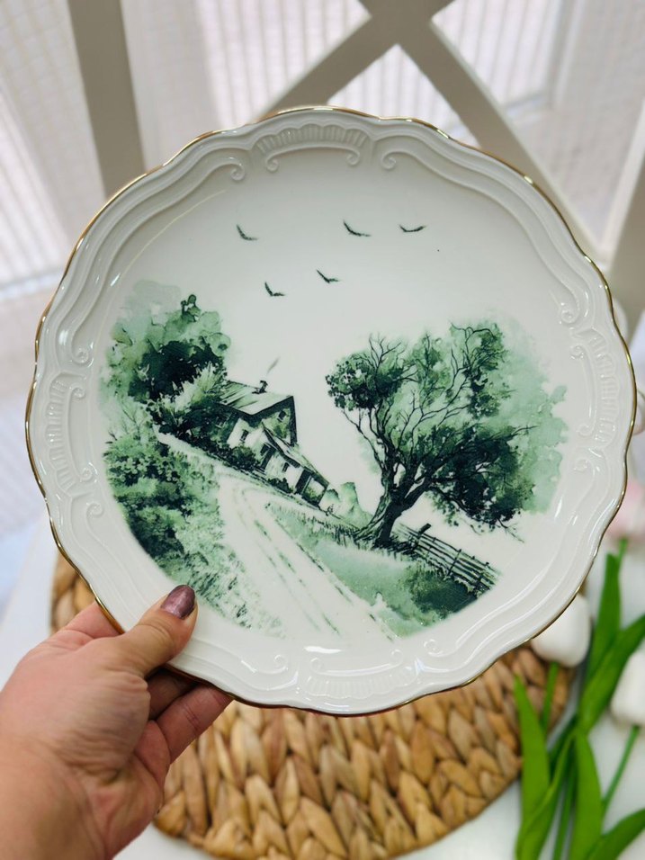 Yeşil Doğa Desenli Porselen Yemek Takımı - Görsel 3