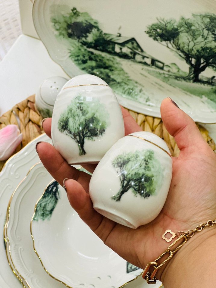 Yeşil Doğa Desenli Porselen Yemek Takımı - Görsel 4