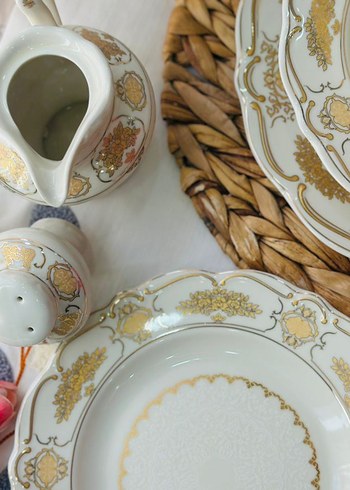 Beyaz Altın Desenli Yemek Takımı - Görsel 2