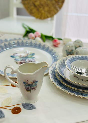 Mavi Çiçek Desenli Yemek Takımı - Görsel 3