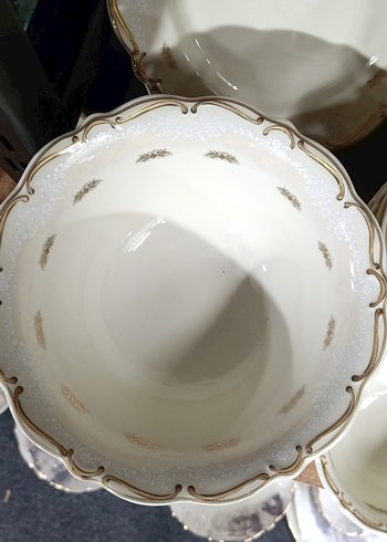 Beyaz İnce Desenli Porselen Yemek Takımı - Görsel 5