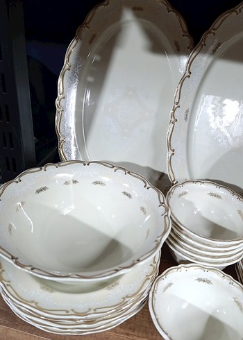 Beyaz İnce Desenli Porselen Yemek Takımı - Görsel 2