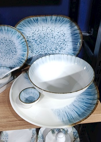 Mavi ve Gri Seramik Yemek Takımı - Görsel 3