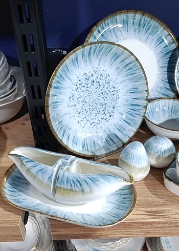 Mavi ve Gri Seramik Yemek Takımı - Görsel 2